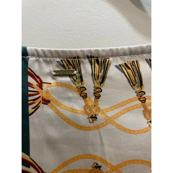 Guess Babydoll Faux Wrap Satin Crop Top M Gold Smocked Mob Wife Y2K Going Out - Picture 10 of 14